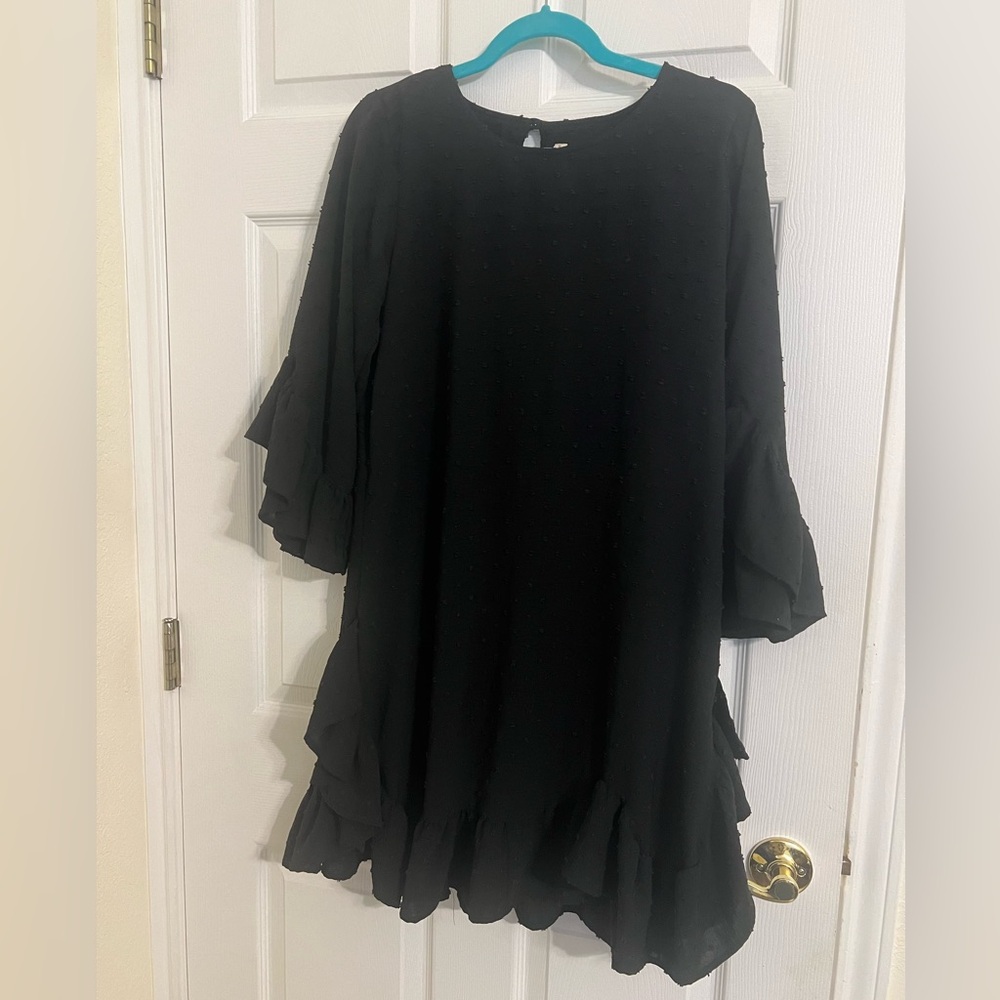 Women's Ruffled Black Mini Dress Size M